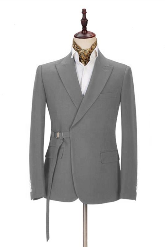 Elegant Dark Gray Men's Formal Suit | Buckle Button Suit for Groomsmen