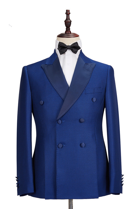 Martin Royal Blue Double Breasted Two-Piece Business men Suits ...