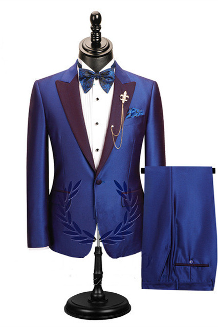 Wesley Blue Peaked Lapel Men Suits for Prom