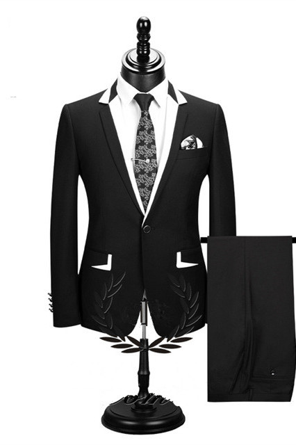 Erick Fashion Black Two Pieces Formal Business Men Suits