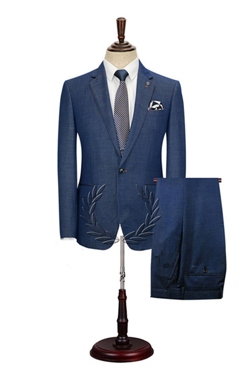 Stephen Dark Blue Simple Notched Lapel Men Suits Online