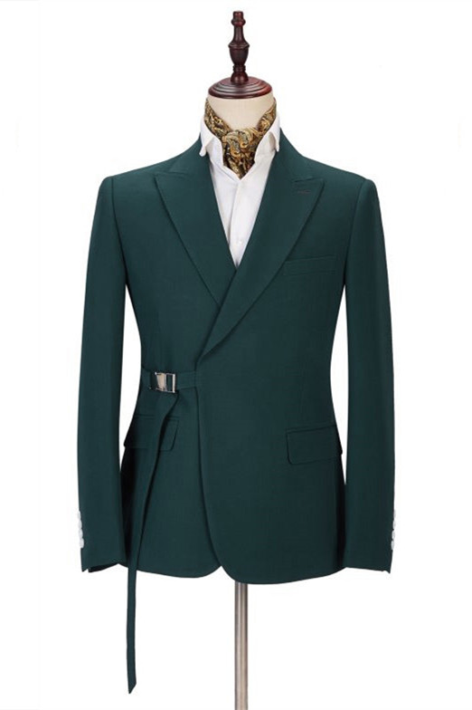 Dakota Dark Green Peaked Lapel Bespoke Prom Suits Online