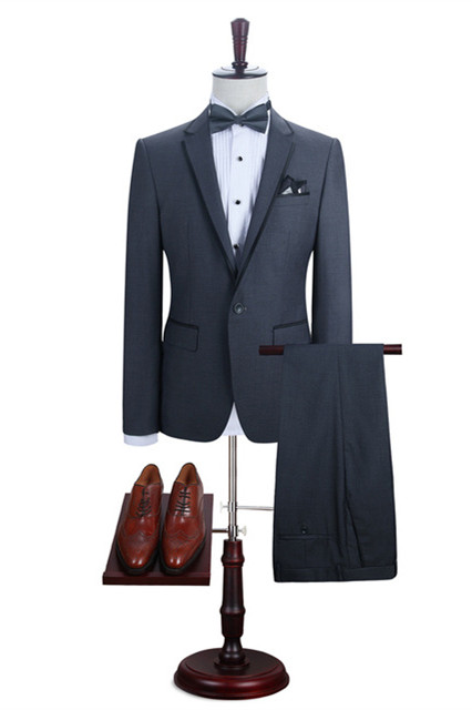 Kaiden Dark Gray Bespoke Formal Notched Lapel Business Men Suits