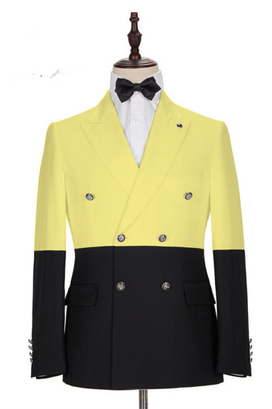 Taylor Yellow Fashion Slim Fit Double Breasted Prom Outfits for Guys