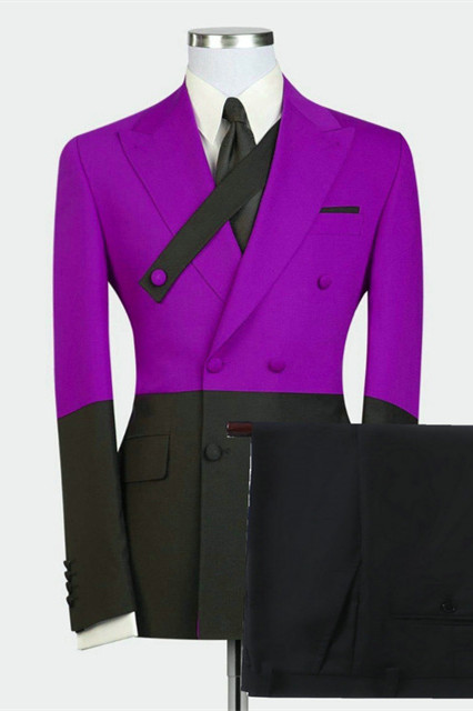 Dominick Newest Purple Double Breasted Peaked Lapel Men Suits Online