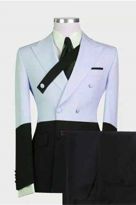 Devon Sky Blue Fashion Peaked Lapel Prom Men Suits Online