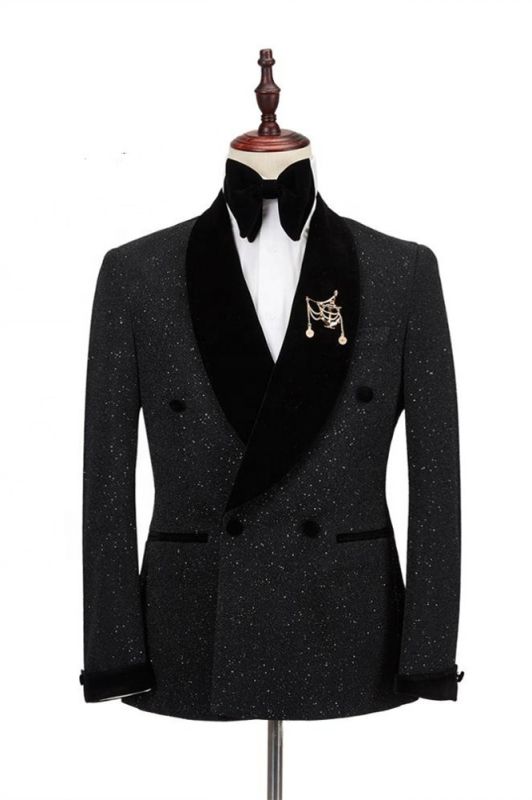 Gary Spark Black Shawl Lapel Double Breasted Wedding Blazer