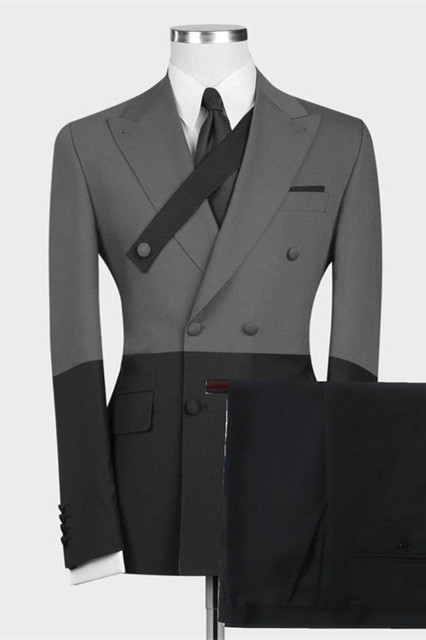 Kingston New Arrival Gray and Black Slim Fit Stylish Men Suits Online