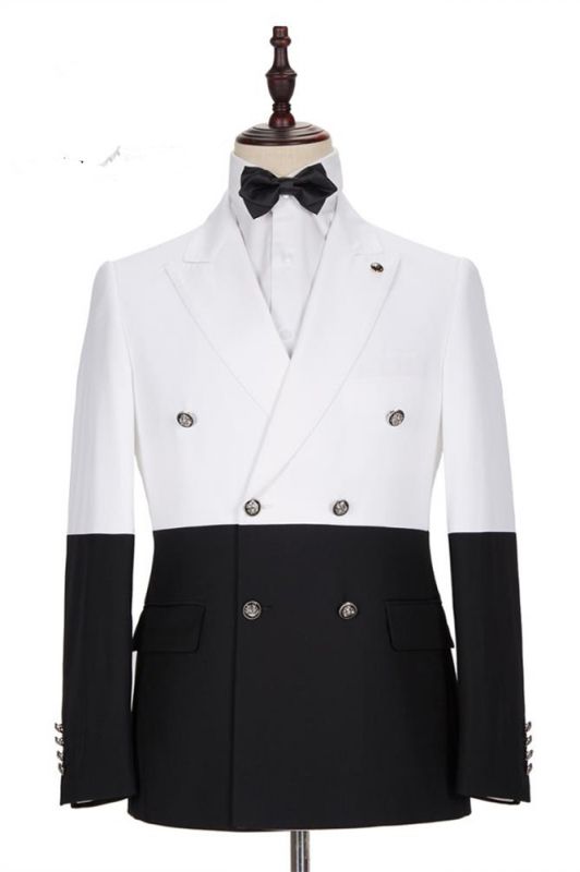 Morgan White and Black Peaked Lapel Double Breasted Jacket
