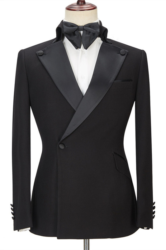 Shaun Black Fashion Slim Fit Peaked Lapel Men Suits for Prom