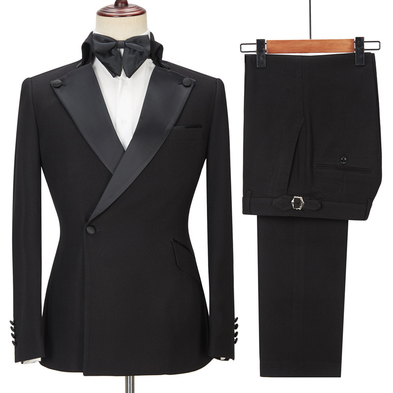 Shaun Black Fashion Slim Fit Peaked Lapel Men Suits for Prom | Allaboutsuit