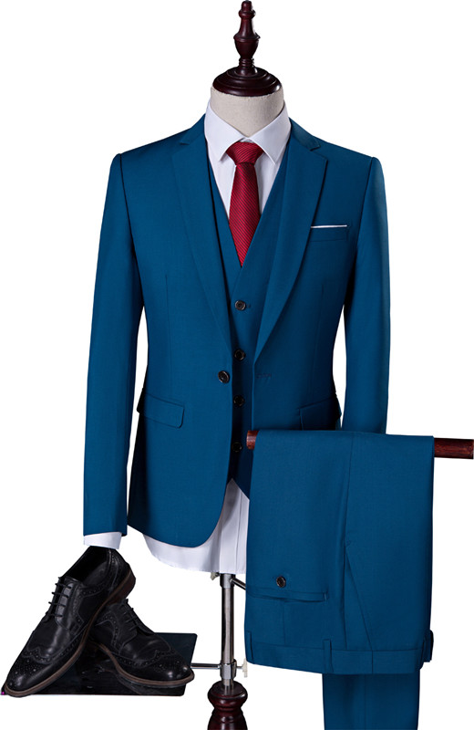 Teal Blue Notch Collar Men Suits | Formal Slim Fit Business Suit with 3 ...