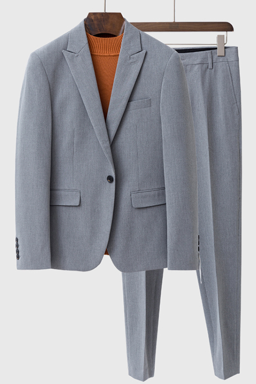 Landyn Gray Bespoke Fashion Peaked Lapel Loose Men Suits