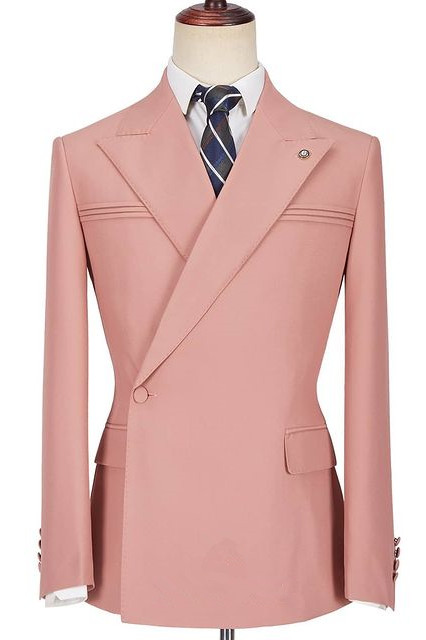 Leonel Pink Peaked Lapel Ruffles Fashion Slim Fit Prom Men Suits