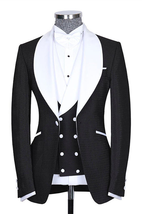 Tommy Black Shawl Lapel Slim Fit Fashion Wedding Men Suits