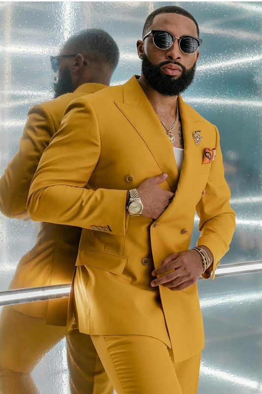Mens yellow double best sale breasted blazer