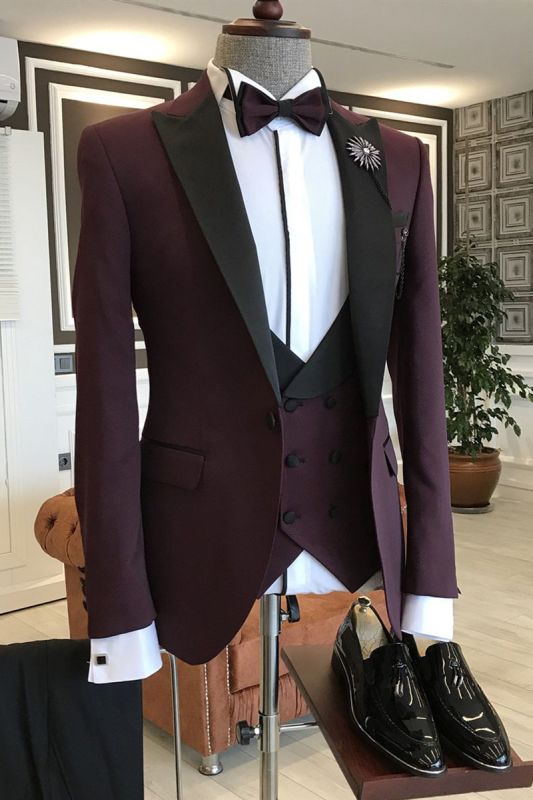 Burgundy double breasted waistcoat sales