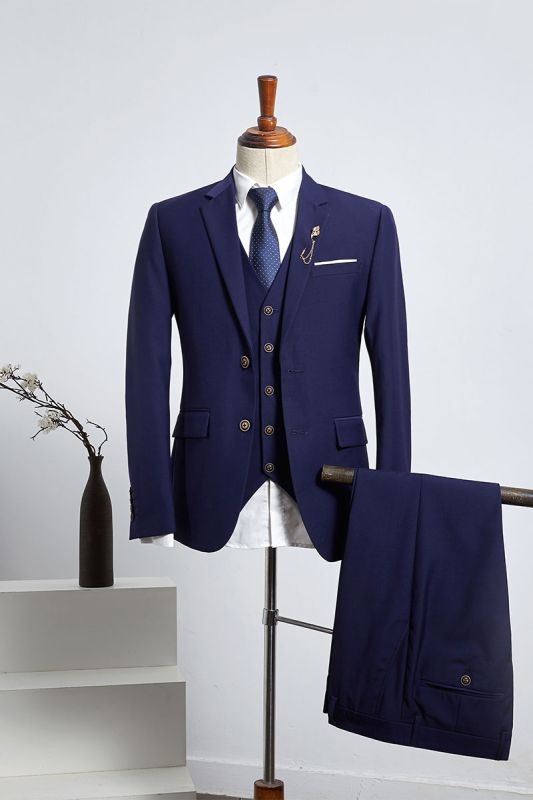 Boyd Elegant Navy Blue 3 Pieces Slim Fit Tailored Business Suit