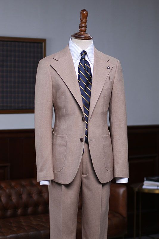 Tab Classic Khaki 2 Pieces Slim Fit Custom Suit For Business