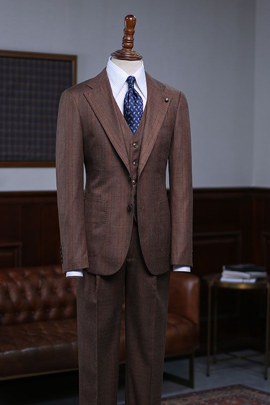 Alger New Arrival Coffee Striped One Button Slim Fit Bespoke Suit