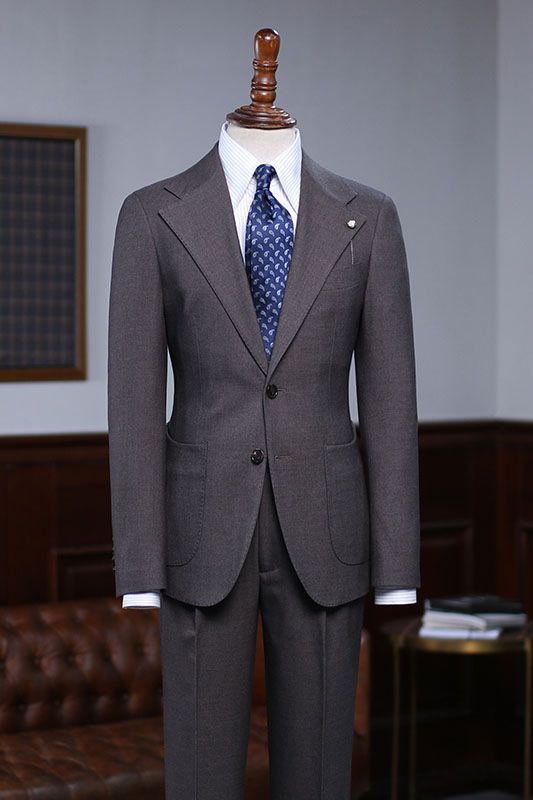 Tim Formal Coffee Notched Lapel 2 Buttons Custom Business Suit