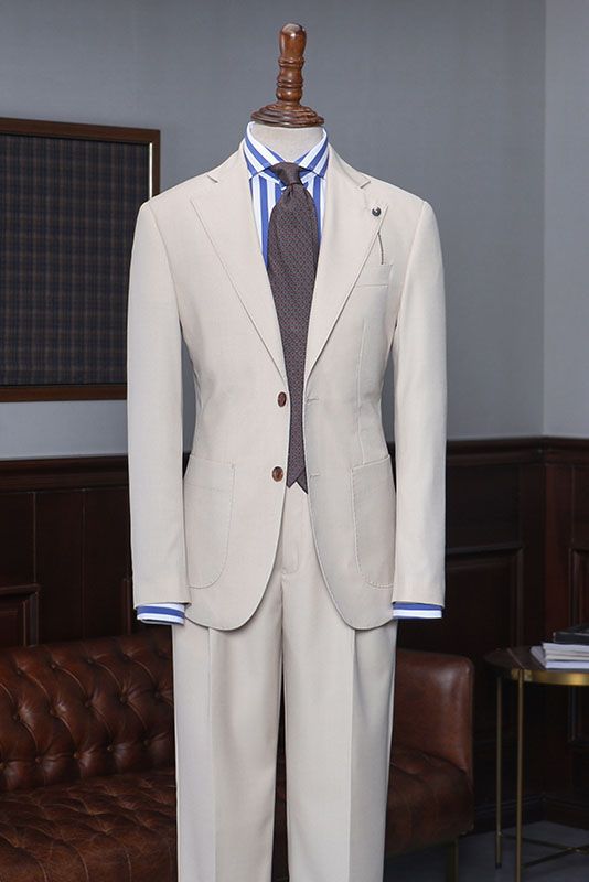 Antony New Light Khaki 2 Pieces Notched Lapel Custom Suit For Business ...
