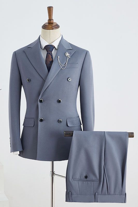 Cecil Unique Blue Peaked Lapel Double Breasted Tailored Business Suit