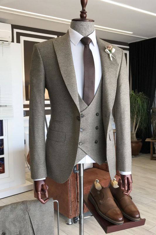 2021 High Quality Slim Fit British Style 3 Pieces Plaid Suit