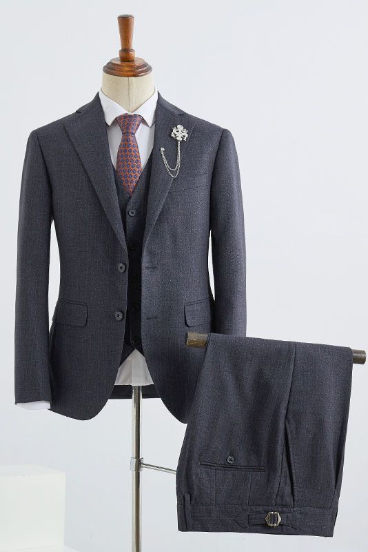 Brian Gorgeous Dark Gray 3 Pieces Slim Fit Formal Menswear