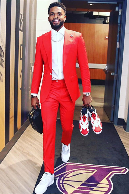 White and on sale red prom suit