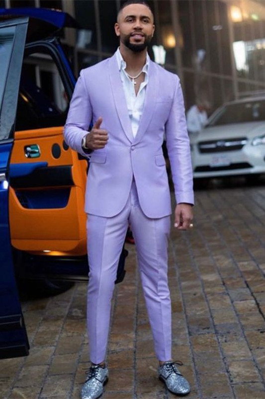 Charles Stylish Purple Two Pieces Close Fitting Men Prom Suits