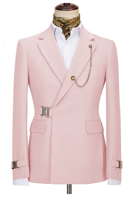 Carter Latest Design Pink Notched Lapel Special Button Two Pieces Businees Men Suits