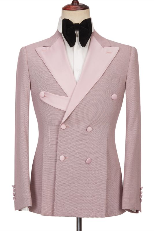 Christopher Stylish Pink Double Breasted Peaked Lapel Men Suits