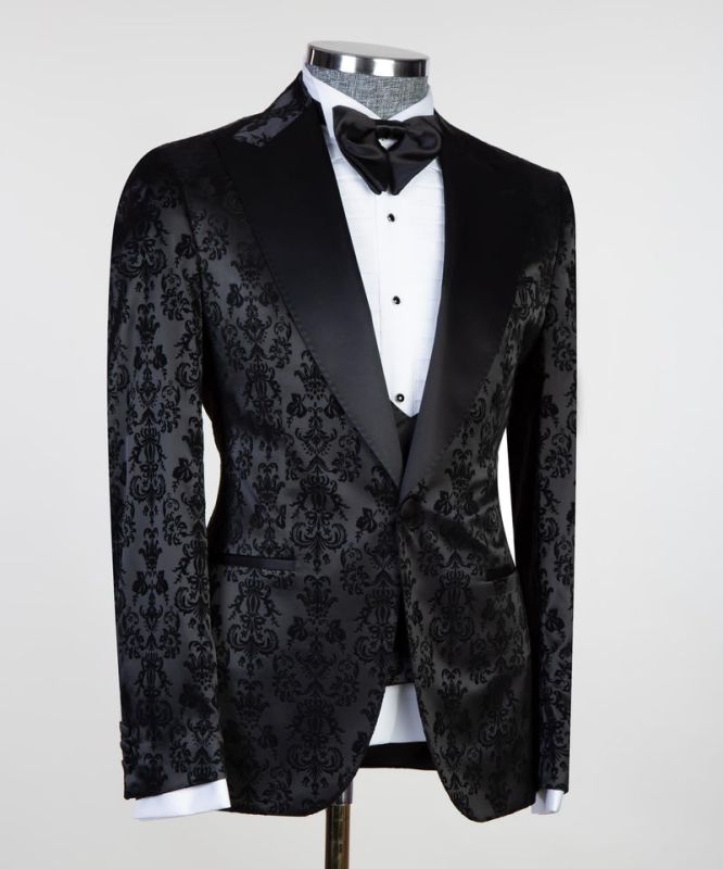 Dark Red Three Pieces Peaked Lapel Men Suits main image 1