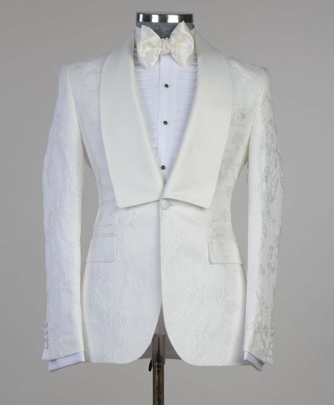 Black One Button Shawl Lapel Wedding Suit