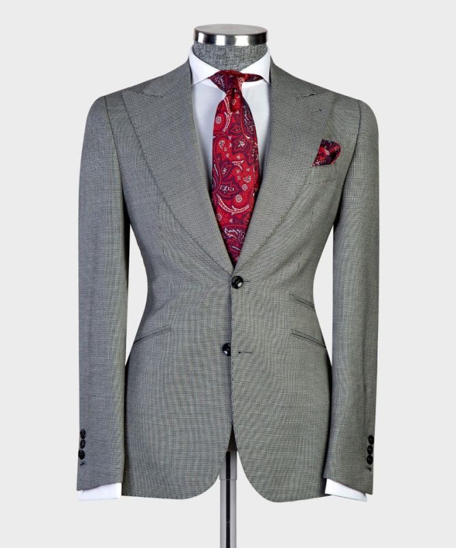 Eugene Latest Design Gray Peaked Lapel Three Pieces Men Suits