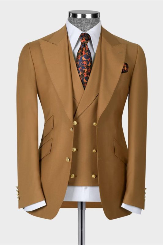 Harry New Arrival Brown Peaked Lapel 3-Pieces Fashion Business Suits
