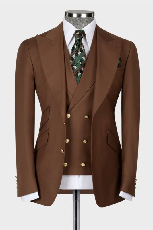 Herbert Chocolate Three Pieces Slim Fit Stylish Men Suits for Business