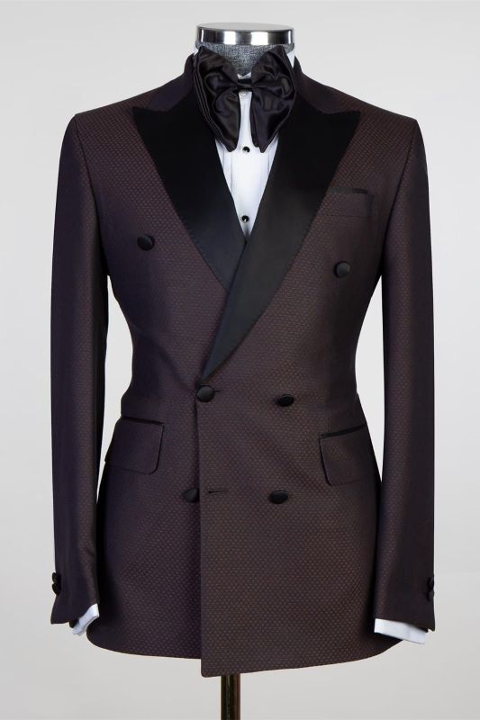 Kevin Chocolate Fashion Two Pieces Double Breasted Prom Men Suits