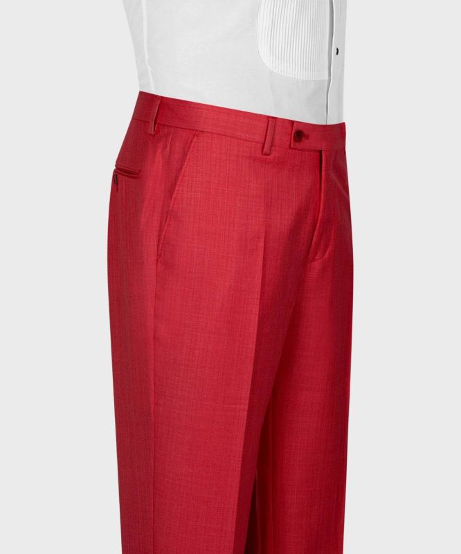 strapless open back dress Naples Red Tweed Pants – StudioSuits main image 0