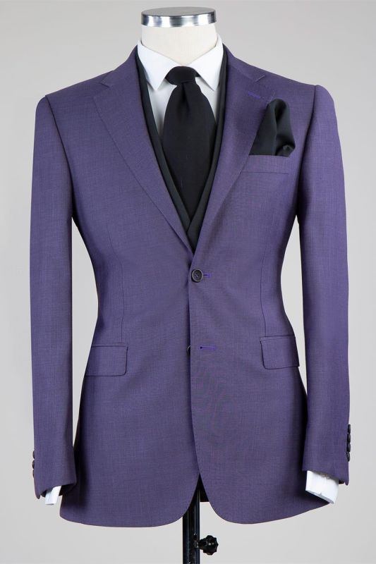 Jimmy Purple Lastest Design Notched Lapel Three Pieces Bespoke Men Suits