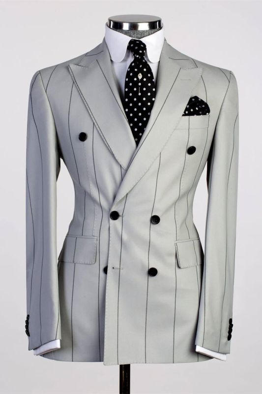 Reginald Chic Gery Double Breasted Peaked Lapel Business Men Suits