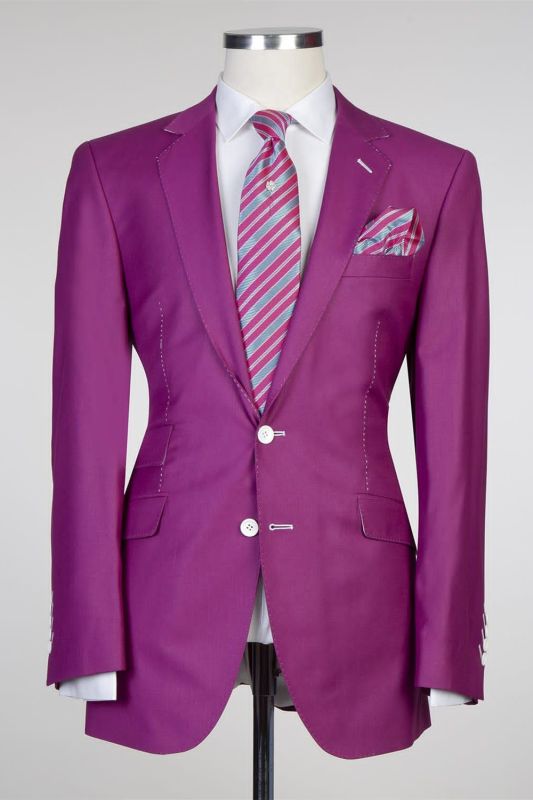 Osmond Purple Two Pieces Notched Lapel Close Fitting Bespoke Men Suits