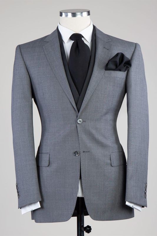Ferdinand Grey New Arrival Close Fitting Notched Lapel 3-Pieces Men Suits for Business