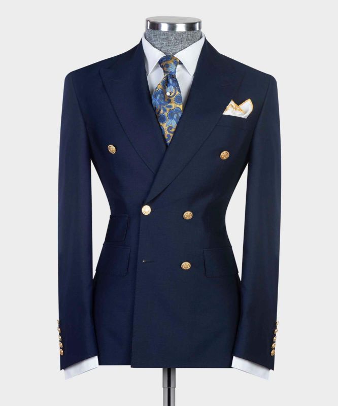 Antony New Arrival Navy Double Breasted Slim Fit Bespoke Prom Men Suits ...