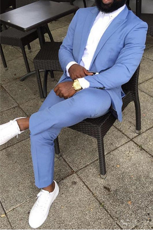 Philip Blue Peaked Lapel Slim Fit Bespoke Men Suits Online | Allaboutsuit
