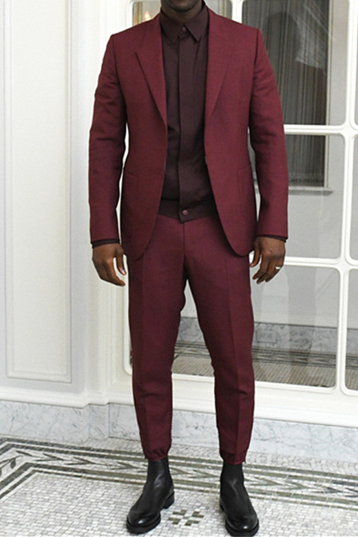 Burgundy Peaked Lapel Men Suits | Two Piece Slim Fit Prom Outfits Online