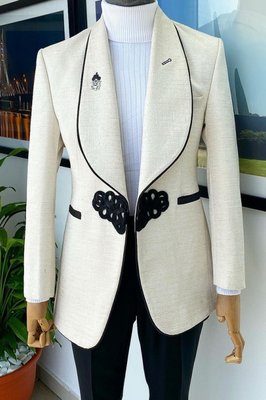 Young New Arrival White Shawl Lapel Two Pieces Wedding Suits