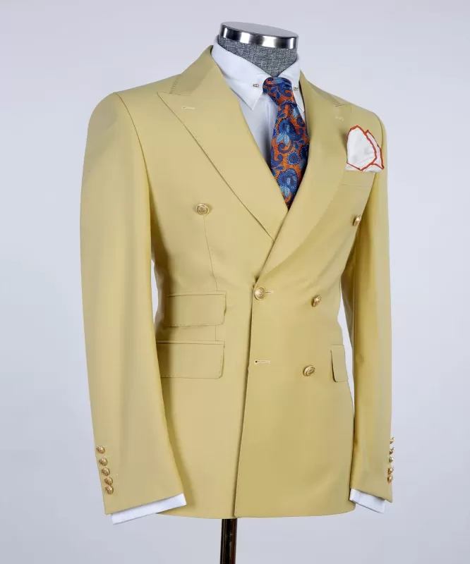 New Arrival Pink Plaid Peaked Lapel Double Breasted Prom Suit