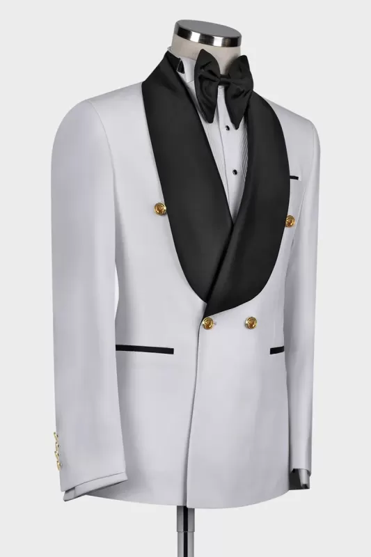 New Fashion White Shawl Lapel Slim Fit Wedding Suit